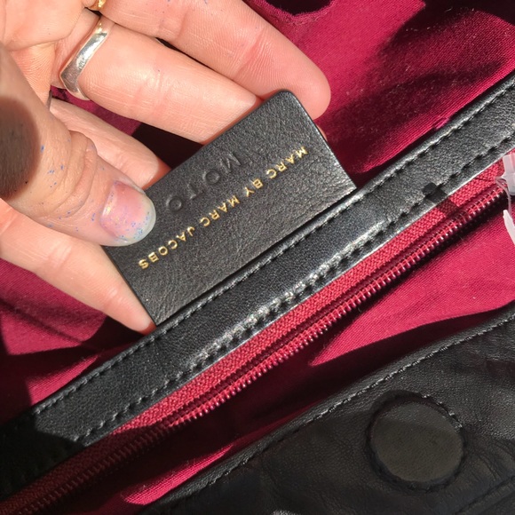 MARC JACOBS MOTO ALL LEATHER TOTE BAG PURSE BLACK - Picture 8 of 8